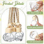 Inbagi 100 Pcs 10ml Car Hanging Perfume Bottle Car Air Freshener Empty Glass Diffuser Bottles Hanging Fragrance Perfume Pendant Refillable Aromatherapy Essential Oils Bottle Auto Ornaments Decor