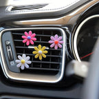 4 Pieces Daisy Flower Air Vent Clips, Cute Colorful Car Air Freshener Clip & Diffuser, Boho SUV Outlet Vent Decorations, Charm Car Inter Decor Accessories for Girls Women