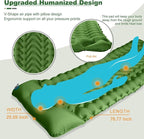 MEETPEAK Camping Sleeping Pad with Pillow, Upgraded Extra Thickness Inflatable Foot Press Camping Mat, Durable Waterproof Lightweight Sleeping Air Mattress for Hiking Backpacking Traveling
