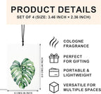 Green Plant Car Air Freshener 4 Pcs, Watercolor Tropical Monstera Succulents Leaves Botanical Air Freshener Hanging for Cars Books Closet Drawer, Plant Car Accessories for Women Men