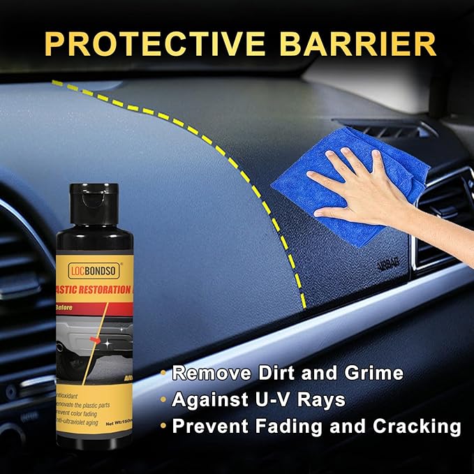 Plastic Restorer for Cars, Black Trim Restorer, Back to Black Plastic Restorer for Car Interior, Vinyl, Rubber, Plastic 150ml /5 fl oz