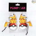 PumpCar 2 pieces double-sided yellow pika hanging cartoon cherry-scented funny car air freshener Cool hanging for rearview mirror Car Interior Accessories Gifts