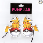 PumpCar 2 pieces double-sided yellow pika hanging cartoon cherry-scented funny car air freshener Cool hanging for rearview mirror Car Interior Accessories Gifts