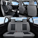 Coverado Seat Covers Full Set, 5 Seats Seat Covers for Cars, Waterproof Nappa Leather Car Seat Covers with Head Pillow, Seat Protectors Car Seat Cushion Universal Fit for Most Cars (Gray&Black)