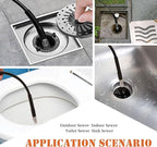 50FT Sewer Jetter Kit for Pressure Washer, 5800PSI Drain Cleaner Hose 1/4 Inch NPT Corner, Rotating and Button Nose Sewer Jetting Nozzles, Waterproof Tape and 2 Spanners (Black)