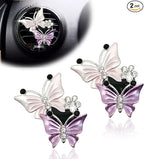 Cute Dual Butterfly Air Vent Clips, 2Pcs Dual Butterfly Diamond Car Air Fresheners Vent Clips, Car Air Conditioning Outlet Clip Decorative Interior Accessories(Pink)
