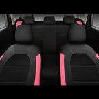 CAR PASS Leather Seat Covers, Breathable Universal Car Seat Cover Full Set for Cute Women Girly,Super 5mm Composite Sponge Inside,Airbag Compatible fits Most Auto,SUVs,Trucks,Vans(Black&Pink)