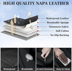 Coverado Universal Seat Covers Full Set, 5 Seats Universal Seat Covers for Cars, Waterproof Nappa Leather Car Seat Covers with Head Pillow, Auto Protectors Fit for Most Pick-up Truck, Black&Redline
