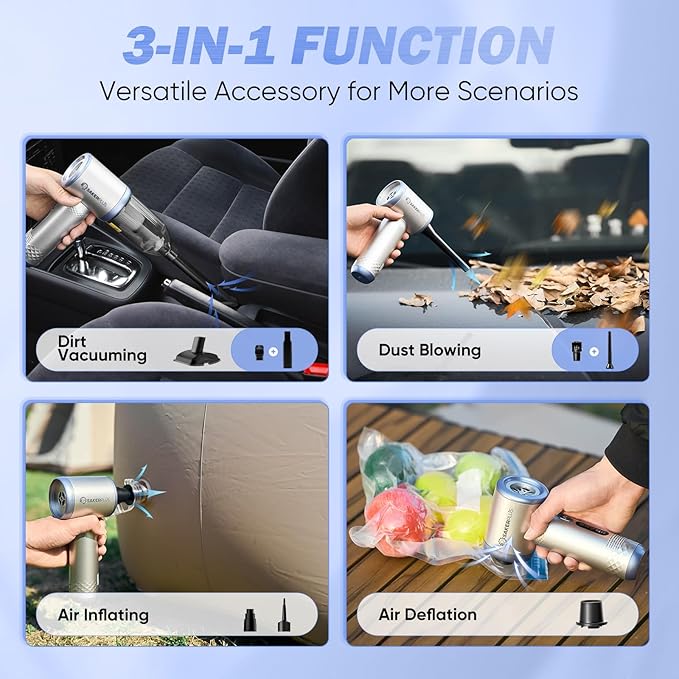 Mini Vacuum Cleaner, 3 in 1 Cordless Handheld Vacuum Cleaners, 18000Pa High Power Car Vacuum Cleaner with Brushless Motor,Adjustable Car Vaccum Portable Cordless for Cars,Desktop-Blue