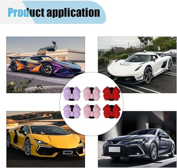 6PCS Bow Car Air Freshener Clips, Cute Air Conditioning Vent Clip, Aesthetic Car Interior Decoration Accessories, Automotive Dashboard Air Vent Trim Clip for Women Girl (Colorful 1)