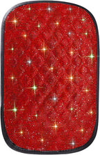 SAVORI Bling Car Armrest Cover Diamond Rhinestone Auto Center Console Cover Protector Arm Rest Cushion Pads Universal Bling Car Accessories for Women Girl Cute Vehicle Interior Decor (Red)