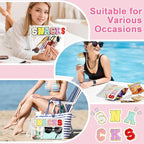 Snack Bag for Travel - Clear Chenille Varsity Letter Flat Pouch with Zipper, 12.2×8.46 inch Waterproof Clear Nylon Preppy Patch Makeup Cosmetic tote Bags for Women Girls
