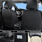 Coverado Car Seat Covers Front Seats, Waterproof Faux Leather Car Seat Covers 2 Pack, Universal Car Seat Protector Driver Seat Covers Fit for Most Cars Trucks SUV- Black&White