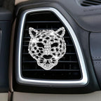 Bling Leopard Air Vent Clips, Crystal Leopard Car Air Fresheners Vent Clips Car Diffuser Vent Clip Rhinestone Decoration Interior Decor Bling Accessories for Women (Silver)