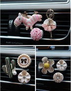 4 pcs Cute Car Vent Clips Car Air Fresheners Vents Clips Glistering Crystals Air Freshener Clip Charm Car Inter Decor Cute Accessories for Women Girls (Pearl bow air outlet)