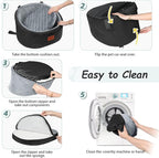 Dog Car Seat for Small Dogs Up to 30 Lbs,Ultra Soft Fabric Fill in Comfy Memory Foam,Happy Pet Ride,2 Safety Dog Leashes,Fully Detachable and Washable,Anti Slip Base(Black/Grey)