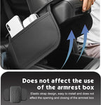 Car Center Console Cover, Leather Automotive Armrest Cushion with 2 Storage Bags, Breathable Armrest Cover, Universal Waterproof Arm Rest Protection Pad for SUV, Sedan, Truck (Black)