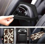 Dreaweet Brown Cow Print Auto Center Console Pad, Breathable Car Armrest Seat Box Cover Protector Universal Fit Cushion for Most Cars