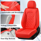 Coverado Front Seat Covers, Waterproof Nappa Leather Stain-Resistant Protectors, Universal Fit for Sedans, SUVs, Trucks, Automotive Car Seat Covers, Waterproof Seat Cushions – Red