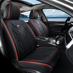 Coverado Front Car Seat Covers, 2Pcs Leather Seat Covers for Cars, Car Seat Protector Front Seats Only Auto Car Accessories Fit for Most Sedans SUV Pick-up Truck(Black&Red)