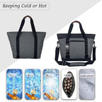 Insulated Cooler Bag, Large Insulated Bag, Reusable Shopping Bags, Leakproof Soft Cooler with BagsBottle Opener, Suitable for Supermarket Shopping, Travel,Beach,Family Picnic,Camping