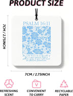 Blue Christian Car Air Freshener 4 Pcs, Girly Blue Bow Floral Religious Hanging Air Freshener for Cars Closet Drawer Books, Cute Preppy Christian Car Accessories Mirror Decor for Women