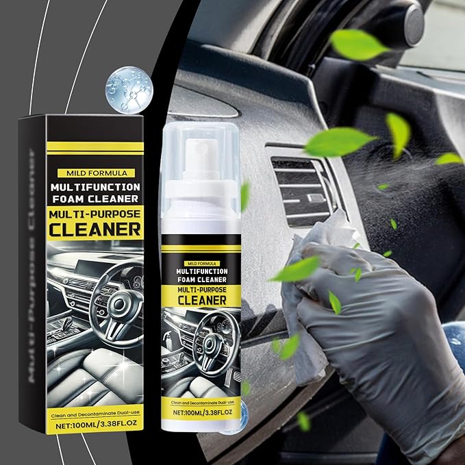 Automotive interior cleaner Indoor decoration cleaner Car seat cleaner Suitable for leather, vinyl, plastic, rubber, etc (2pc)