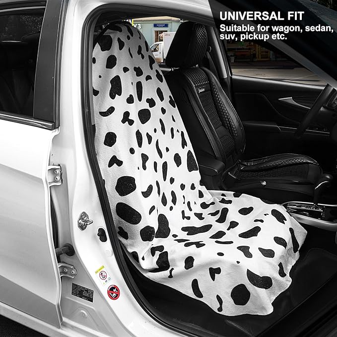 Waterproof Sweating Car Seat Cover for Post Gym Workout, Running, Swimming, Beach and Hiking, Universal Fit Non-Slip Bucket Seat Protector for Cars SUV Trucks, Machine Washable (1pcs-Cow)