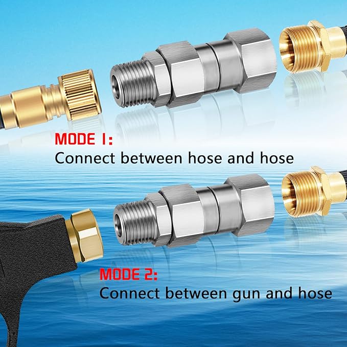 3/8 NPT Pressure Washer Swivel Fitting, Anti Twist 3/8 Male to Female Stainless Steel Connector Joint, 360 Degree Kink Free Swivel Fitting For Pressure Washer Gun, Hose(3/8 NPT Male to Female-2Pcs)