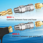 3/8 NPT Pressure Washer Swivel Fitting, Anti Twist 3/8 Male to Female Stainless Steel Connector Joint, 360 Degree Kink Free Swivel Fitting For Pressure Washer Gun, Hose(3/8 NPT Male to Female-2Pcs)
