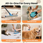 4-in-1 Pet Hair Removal Tool Set - Dual-Head Carpet Rake & Floor Scraper, Small Carpet Scraper, Pet Hair Glove, Matted Hair Rake for Dogs & Cats, Multi-Scene Pet Supplies for Sofa, Carpet, Floor,Blue