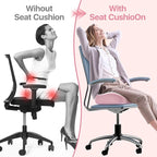 Seat Cushion, Extra Large Memory Foam Cushion for Office Chair Cushions, Ergonomic Cushions Pad Pillow for Pressure Relief Sciatica & Pain Relief for Long Sitting, Pink