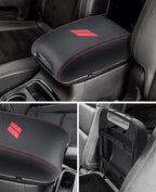 INTGET Car Rear Armrest Cover for Dodge Durango Accessories 2011-2023 Leather Middle Center Console Arm Rest Box Lid Seat Protector Cushion Saver (Red Stitches, 2011-2023)