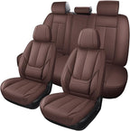 Car Seat Covers Full Set, Car Seat Cover Lumbar Support, Car Seat Protector Waterproof, Nappa Leather Car Seat Cushion, Front Seats and Back Fit for Most Cars Brown