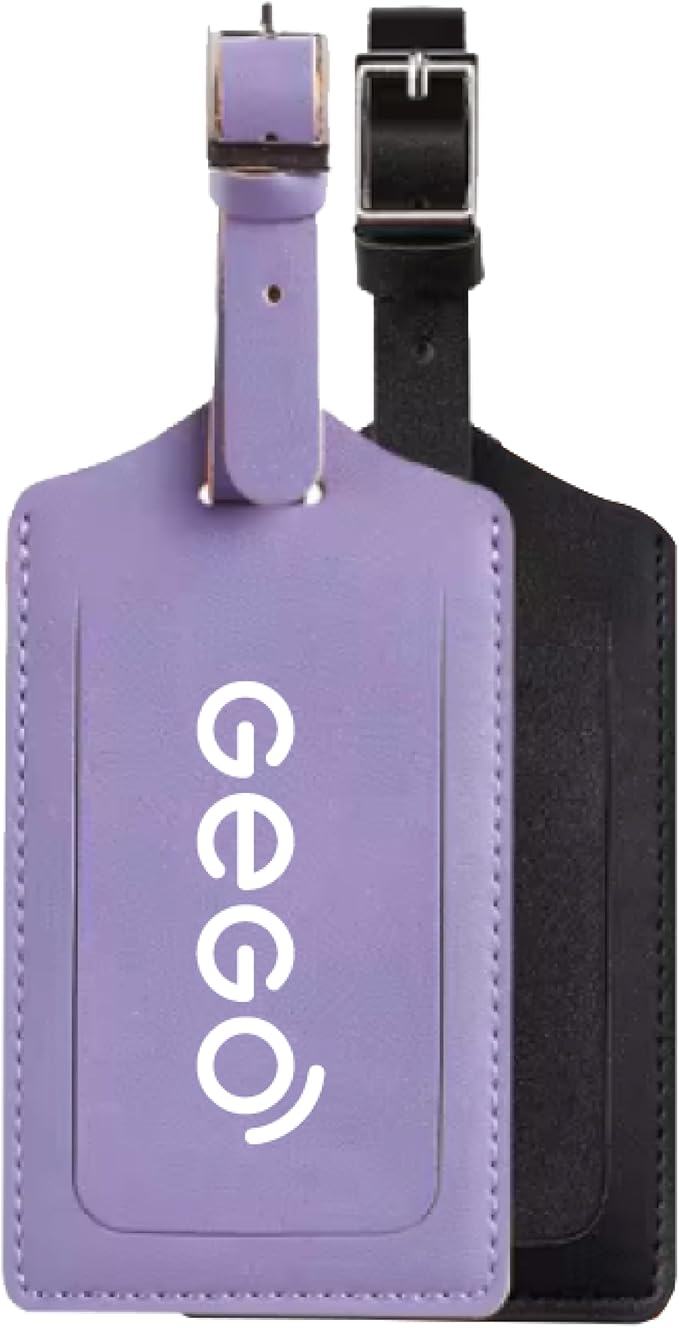 GEGO Premium Travel Kit, Sleep Mask 3D Contoured Eye with Soft Memory Foam, Luggage Tag Waterproof Resistant and Strap with Lock for Luggage TSA Approved (Sleep Mask Purple/Luggage Tag Purple)