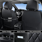 Coverado Car Seat Covers Full Set, Black Seat Covers, Waterproof Faux Leather Car Seat Cover, Luxury Car Seat Cover, Automotive Seat Covers 5 Seats, Car Seat Protector Universal Fit Most Cars