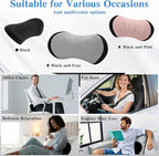Lumbar Support Pillow for Office Chair and Car - Ergonomic Memory Foam Back Support Cushion for Automotive Seat, Desk Chair, and Recliner (Black)