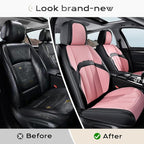 Coverado Car Seat Cover, Cover for Cars Full Seat, Premium Leather, Universal Fit Waterproof Seat Protectors, Car Seat Cushion Non-Slip for Most Cars-Blackpink
