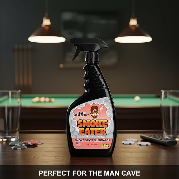 Smoke Eater Odor Eliminator Spray, Fresh Grapefruit, 22 oz — Breaks Down Smoke Odor at the Molecular Level — Works on Fabric, Cars, Furniture — Made in USA