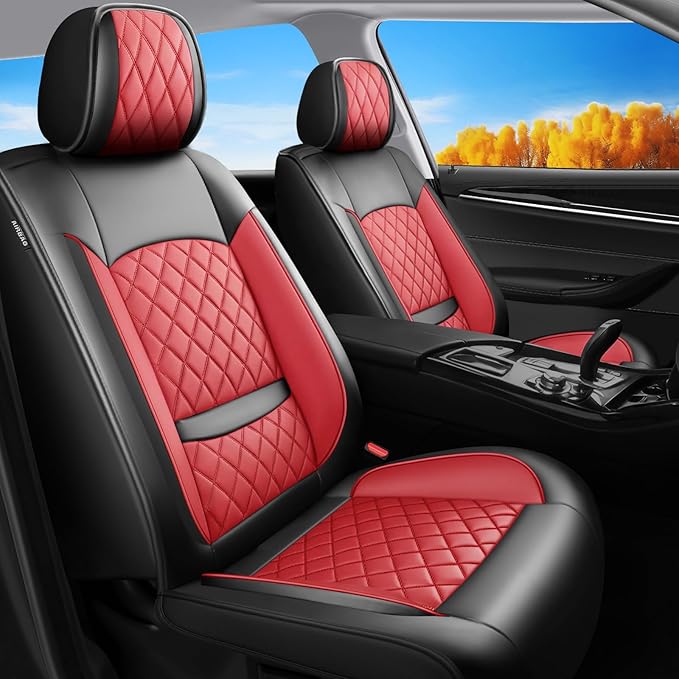 Fit Integra Car Seat Covers for Acura Integra 2023-2026 - Premium Leather, Waterproof, All-Weather, Airbag Compatible, Anti-Slip, Breathable, Easy Install, Seat Protectors, Full Set, Red
