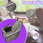Pet Car Seat, Breathable & Waterproof Oxford Dog Car Booster Seats with Seat Belt and Mesh Window, Portable Foldable Travel Look Out Bag for Small Medium Dogs & Cats (Grey, 1PC)