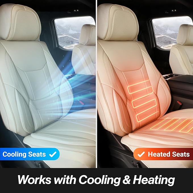 Coverland Custom Fit Car Seat Covers for SUV Compatible with [2024-2026 X2, 2020-2025 Defender 110] Premium Water Resistant Leather Non-Slip Interior Protector [Full Set Beige - Size Chart X59]