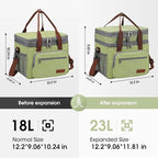 Maelstrom Lunch Box, 23L Insulated Lunch Bag, Expandable Double Deck Cooler Bag, Lightweight Leakproof Tote Bag With Side Tissue Pocket, Suit For Men and Women (C. Green)