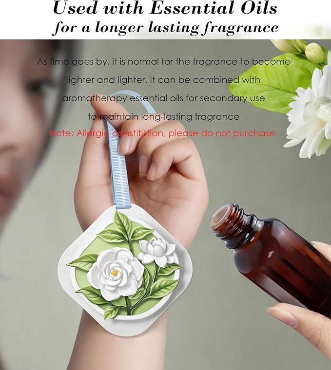 White Tea Scent Air Freshener for Closet, Drawer, Car, Gym Bag, Linen Storage, Essential Oil Plaster Diffuser Longer-Lasting Odor Eliminator Than Home Fragrance Sachets for Small Spaces - 2 Pack