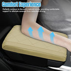 Hovom Car Center Console Armrest Pillow, 12.6"×7.87"×1.97" Leather Arm Rest Cover for Cars, Soft Comfortable Auto Armrest Cushion Pad, Vehicle Middle Console Cover, Car Accessories (Beige)