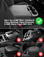 KBH Center Console Armrest Cover for 2007-2013 Chevy Silverado & Tahoe & Suburban, GMC Sierra & Yukon, Middle Console Lid Cushion, PU Leather, Anti-Scratch, Beige (Fits Jump Seat Console)