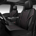 CAR PASS 3D Foam Mesh Leather Car Seat Covers Front Seats,Breathable Mesh Front Seat Covers for Women,Universal Fit for Cars SUV Truck Sedan Van Automotive, Armrest Airbag Compatible,Black and Pink