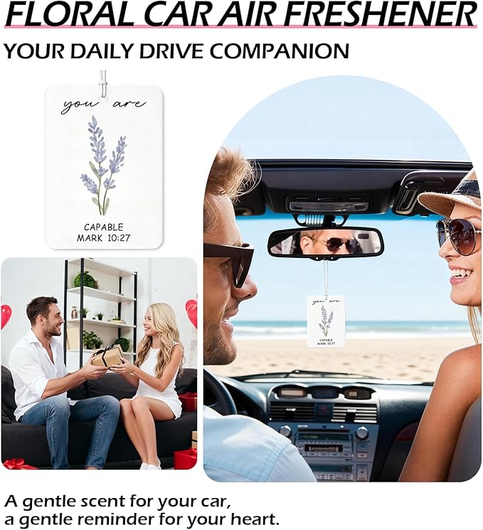 10PCS Christian Car Air Fresheners – Inspirational Floral Bible Verse Christian Car Accessories for Women – Car Mirror Hanging Accessories, Christian Gifts, Religious Gifts for Women