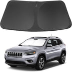 Windshield Sun Shade Foldable Sunshade Protector Custom Fit Jeep Cherokee 2014-2022 2023 Trailhawk,Overland, Limited, Latitude, Altitude Accessories (Not for Jeep Grand Cherokee)