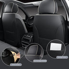 Leather Car Seat Covers 5 Pieces, Full Set Universal Seat Covers for Cars, Waterproof Nappa Leather Auto Seat Protectors, Black Car Seat Cover Most Sedans SUV Pick-up Truck Black&BeigeLine